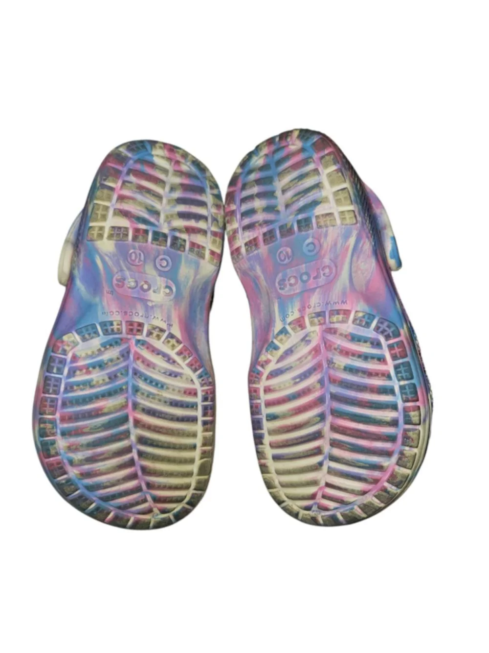 Girls Size 10 Crocs w/shoe charms Toddler Tie Dye